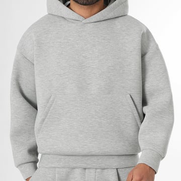 LBO - Sudadera Con Capucha Ancha Boxy Efecto Neopreno 2363 Gris Jaspeado