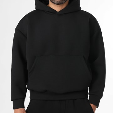 LBO - Sudadera Con Capucha Ancha Boxy Efecto Neopreno 2390 Negro