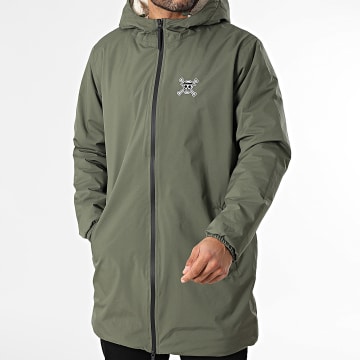 One Piece - Parka Sherpa Capuz Mugiwara Patch Verde Caqui