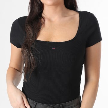 Tommy Jeans - Tee Shirt Femme Soft Rib 1837 Noir