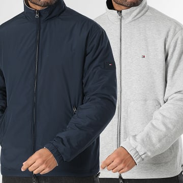 Tommy Hilfiger - Veste Zippée Réversible 1862 Bleu Marine Gris Chiné