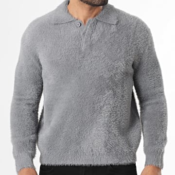 Classic Series - Pulôver Gola Clássica Botão 004 Cinza