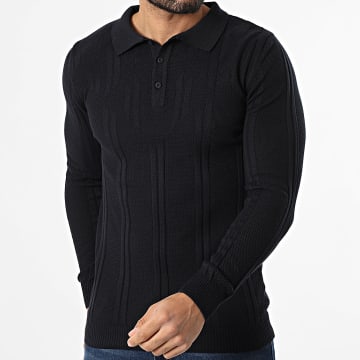 Armita - Maglie Col Bottonato Testurizzato 880 Blu Marino