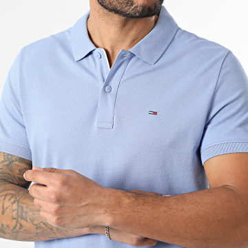 Tommy Jeans - Polo Manches Courtes Slim Placket 0676 Bleu Clair