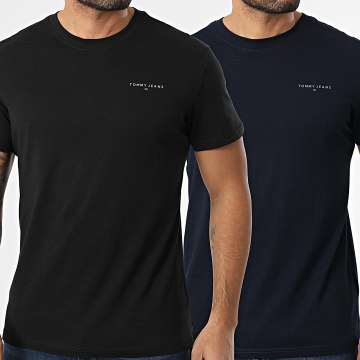 Tommy Jeans - Lot De 2 Tee Shirts Slim Linear 2316 Bleu Marine Noir