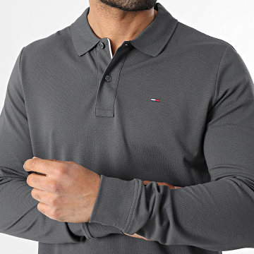 Tommy Jeans - Polo Manches Longues Slim Placket 0232 Gris Anthracite
