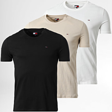 Tommy Jeans - Pack of 3 Slim T-Shirts 1579 White Beige Black