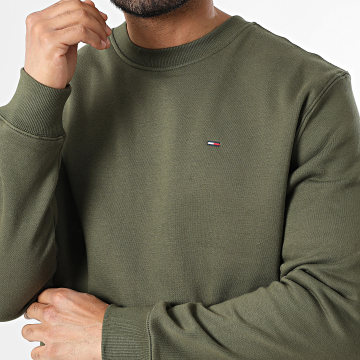Tommy Jeans - Sweat Crewneck Flag 0741 Vert Kaki
