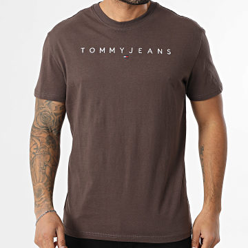 Tommy Jeans - T-Shirt Logo Lineare 0744 Marrone