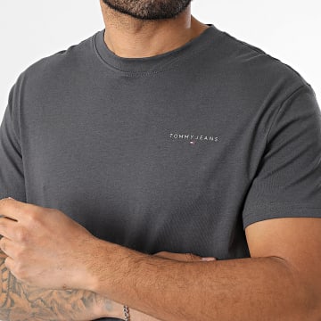 Tommy Jeans - T-Shirt Slim Linear Chest 1780 Grigio Scuro
