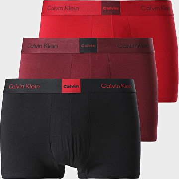 Calvin Klein - Pack de 3 Boxers 4476 Negro Rojo Burdeos