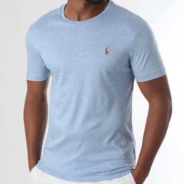 Polo Ralph Lauren - Tee Shirt Custom Slim Fit Oxford Bleu Chiné