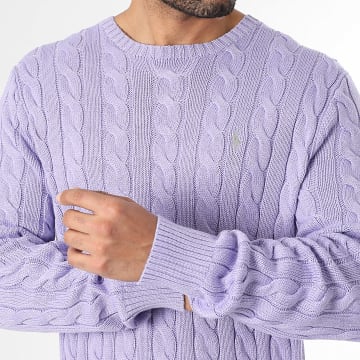 Polo Ralph Lauren - Pull Maille Torsadée Original Player Lila