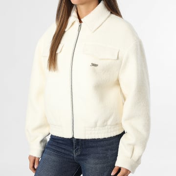 Tommy Jeans - Chaqueta Sherpa Con Cremallera Mujer Wool 2048 Blanco