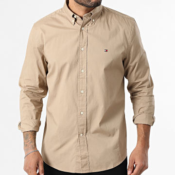 Tommy Hilfiger - Camisa de Mangas Largas Flex Poplin Solid 7550 Camel