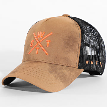 Watts - Casquette Trucker Tribe Camel Noir Orange Fluo
