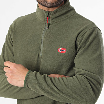 Geographical Norway - Sweat Polaire Col Montant Zippé Ulysse Vert Kaki
