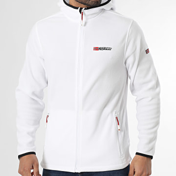 Geographical Norway - Chaqueta Polar con Capucha Zippée Unicia Blanco