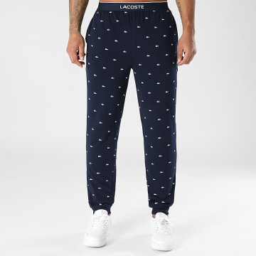 Lacoste - Pantalon Jogging Logo Crocodile Imprimé Bleu Marine