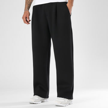 LBO - Black Large Pleated Neoprene Effect Joggers 2404