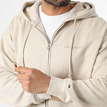 Tommy Jeans - Sudadera con Capucha Zippé 90s Script Rib 2361 Beige