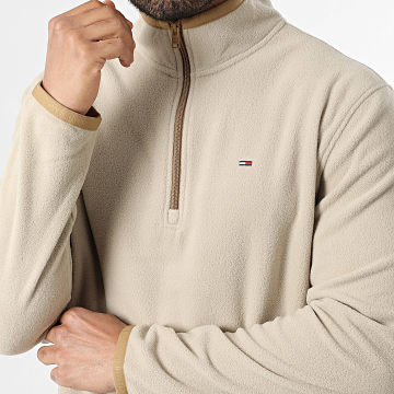 Tommy Jeans - Sudadera Polar Cuello Alto Zippé Flag Polar 2340 Beige