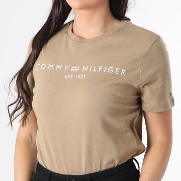 Tommy Hilfiger - Tee Shirt Femme Corp Logo 0276 Beige Foncé