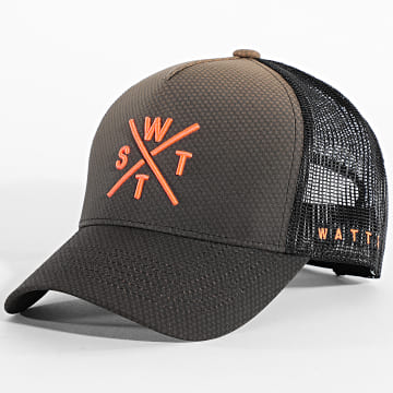 Watts - Casquette Trucker 1 Tokyo Marron Noir Orange Fluo