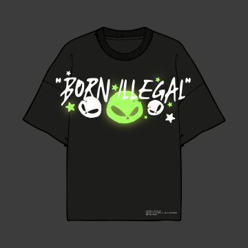 OFFWORLD - Tee Shirt Epais 280 GSM Born Illegal Glow Noir
