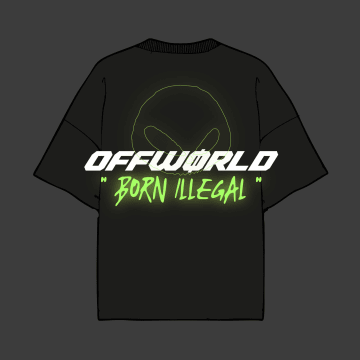 OFFWORLD - Tee Shirt Epais 280 GSM Illegal Frequency Glow Noir