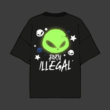 OFFWORLD - Tee Shirt Epais 280 GSM Illegal Entity Glow Noir