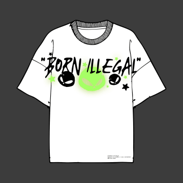 OFFWORLD - Tee Shirt Epais 280 GSM Born Illegal Glow Blanc