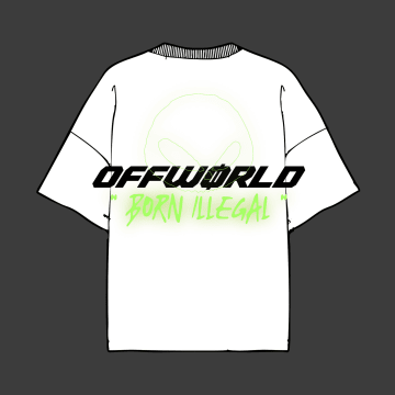 OFFWORLD - Tee Shirt Epais 280 GSM Illegal Frequency Glow Blanc