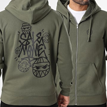 Sale Môme Paris - Felpa Zippata Cappuccio Street Boyz Verde Kaki Nero