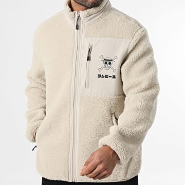One Piece - Chaqueta Sherpa Con Cremallera Mugiwara Beige