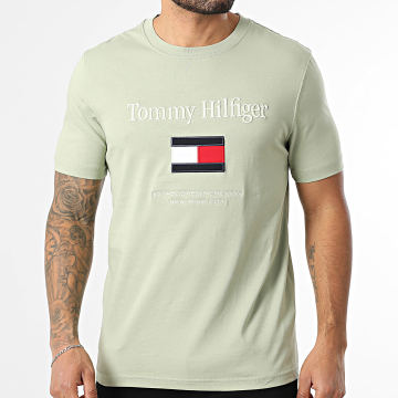 Tommy Hilfiger - Tee Shirt Embroidery Flag 2736 Vert Kaki Clair