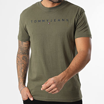 Tommy Jeans - T-Shirt Logo Lineare 0744 Verde Kaki