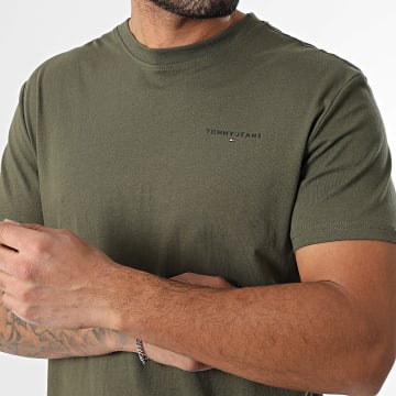 Tommy Jeans - Tee Shirt Slim Linear Chest 1780 Verde Kaki