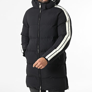 Uniplay - Plumífero Con Capucha Largo A Rayas 987 Negro