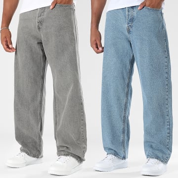 Jack And Jones - Pack de 2 Vaqueros Baggy Fit Alex Original Gris Azul Denim