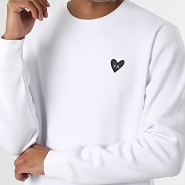 Luxury Lovers - Felpa crewneck Ricamo Cuore Nero Bianco
