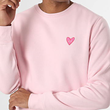 Luxury Lovers - Felpa con collo rotondo Ricamo cuore Rosa Fluo