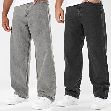Jack And Jones - Pack de 2 vaqueros baggy fit Alex Original Negro Gris