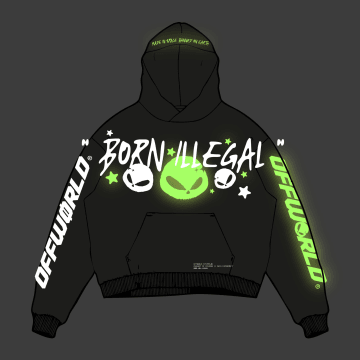 OFFWORLD - Sweat Capuche 400 GSM Born Illegal Glow Noir