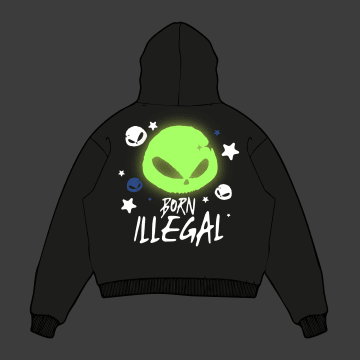 OFFWORLD - Sweat Capuche 400 GSM Illegal Entity Glow Noir