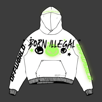 OFFWORLD - Sweat Capuche 400 GSM Born Illegal Glow Blanc