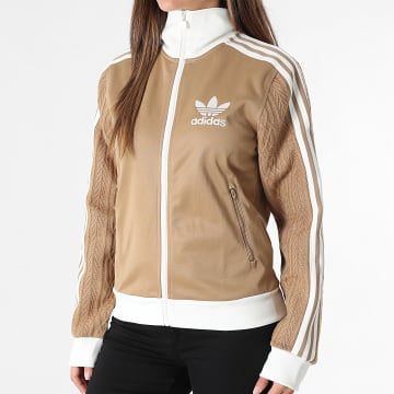 Adidas Originals - Chaqueta con cremallera a bandas Mujer KS7799 Camel Beige Claro