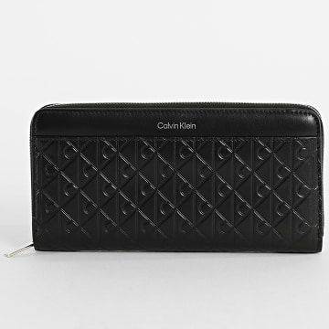 Calvin Klein - Portefeuille Femme Emblem AOP Embossed Long 1097 Noir