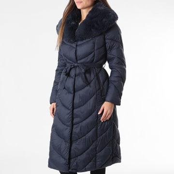 Classic Series - Piumino lungo con cappuccio Donna 018 Blu Marino