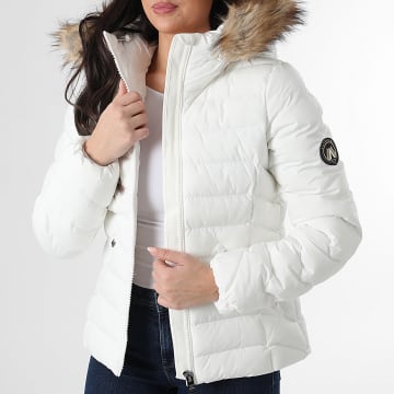 Superdry - Plumífero con capucha de piel Zippée Mujer Fuji W5012000A Blanco